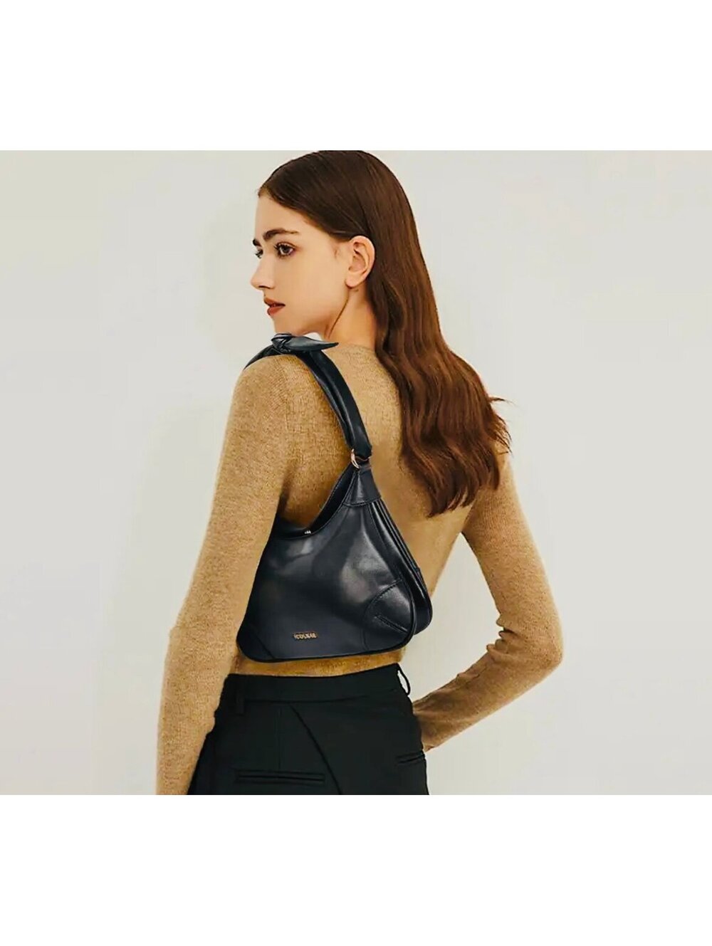 New - Unique -Retro Style Large Capacity Faux Leather Shoulder Bag -Black